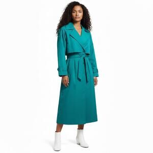 Vintage Womens Trench Coat Teal Cyclone Size S?/M/L Spring Travel